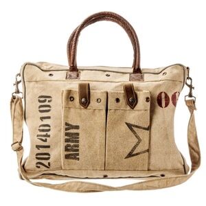 NWT The Barrel Shack The Jordan Canvas Bag Tote Army Military Style